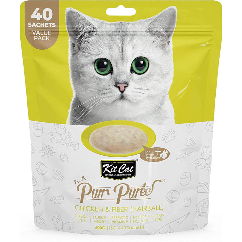 Kitcat Purr Puree Chicken and Fiber Hairball Value Pack