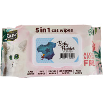 Kitcat 5 In 1 Cat Wipes Baby Powder Scented 80 Sheets