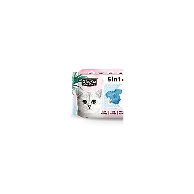 Kitcat 5 In 1 Cat Wipes Baby Powder Scented 80 Sheets