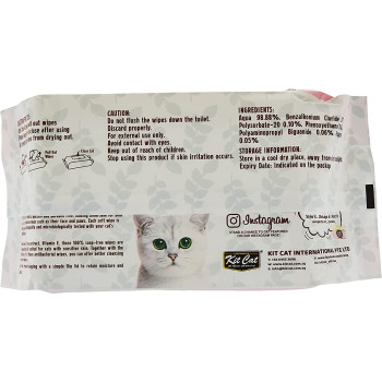 Kitcat 5 In 1 Cat Wipes Baby Powder Scented 80 Sheets