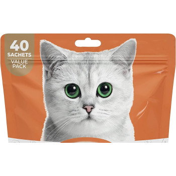 Kit Cat Purr Puree Chicken and Salmon Cat Treats Value Pack, 40 Sachets x 15g 