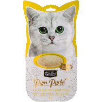 Kit Cat Purr Puree Chicken & Fiber Hairball Wet Cat Treat Tubes 4x15g