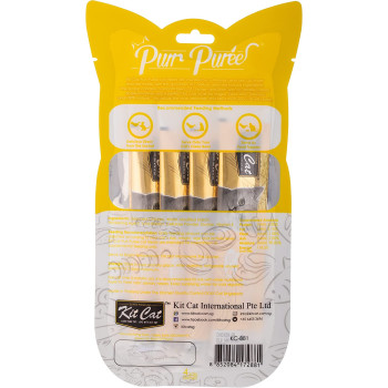 Kit Cat Purr Puree Chicken & Fiber Hairball Wet Cat Treat Tubes 4x15g
