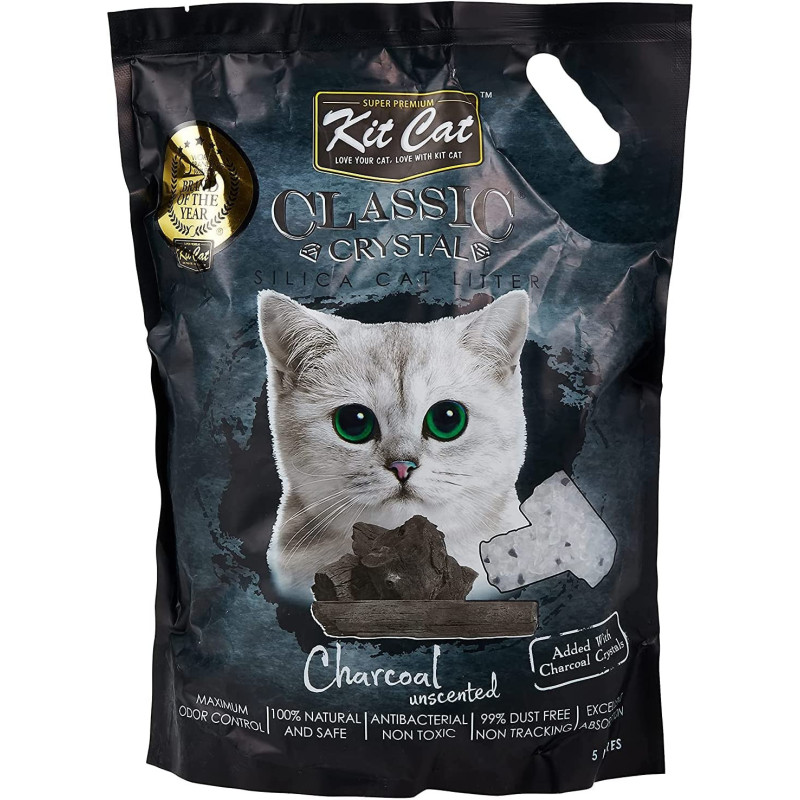 Kitcat Classic Crystal Silica Cat Litter Charcoal 5L Black