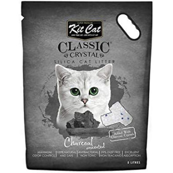 Kitcat Classic Crystal Silica Cat Litter Charcoal 5L Black