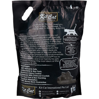 Kitcat Classic Crystal Silica Cat Litter Charcoal 5L Black