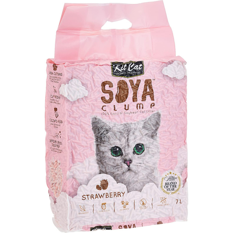 Kit Cat Soya Clump Soybean Cat Litter Strawberry 7L | Clumping Cat Litters