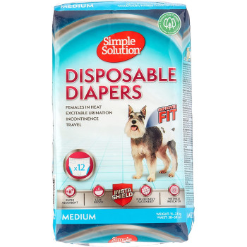 Simple Solution Disposable Female Dog Diapers White Medium Pack of 12 M Pack of 1