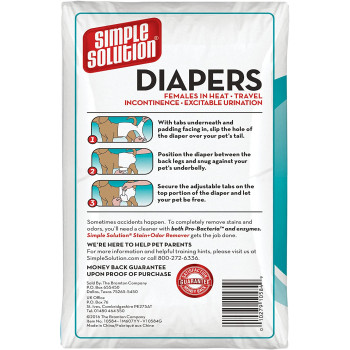 Simple Solution Disposable Female Dog Diapers White Medium Pack of 12 M Pack of 1