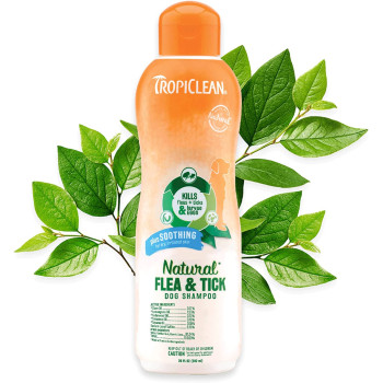 TropiClean Natural* Flea & Tick Soothing Shampoo for Dogs 20oz Made in USA