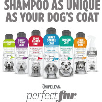 TropiClean PerfectFur Long Haired Coat Shampoo for Dogs 16oz Made in USA Naturally Derived Long Haired Coat Formula for Detangling & Dematting on Breeds Like Shih Tzus Terriers & Lhasa Apsos