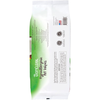 TropiClean Hypoallergenic Cleaning Wipes for Pets Free of Residue Parabens Alcohol Dyes 100ct