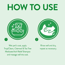 TropiClean Dog Shampoo Grooming Supplies Medicated Itch Relief Dog and Cat Shampoo for Allergies & Itching Derived from Natural Ingredients Used by Groomers Oatmeal & Tea Tree 355ml