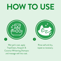 TropiClean Dog Shampoo Grooming Supplies Whitening Dog and Cat Shampoo for Whitening Coats Soap and Paraben Free Derived from Natural Ingredients Used by Groomers Awapuhi & Coconut 355ml