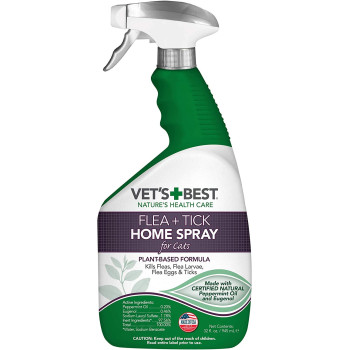 Vet S Best 3165810526Onl Flea And Tick Treatment Home Spray For Cats White 32 Oz