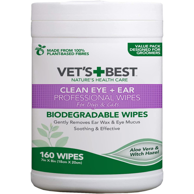Vet S Best Clean Eye And Ear Professional Wipes For Dogs And Cats Biodegradable Wips Value Pack