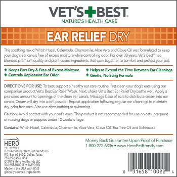 Vet s Best Ear Relief Dry White 4 oz