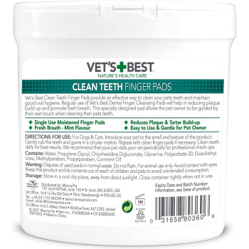 Vet S Best Clean Teeth Finger Pads 50Pads