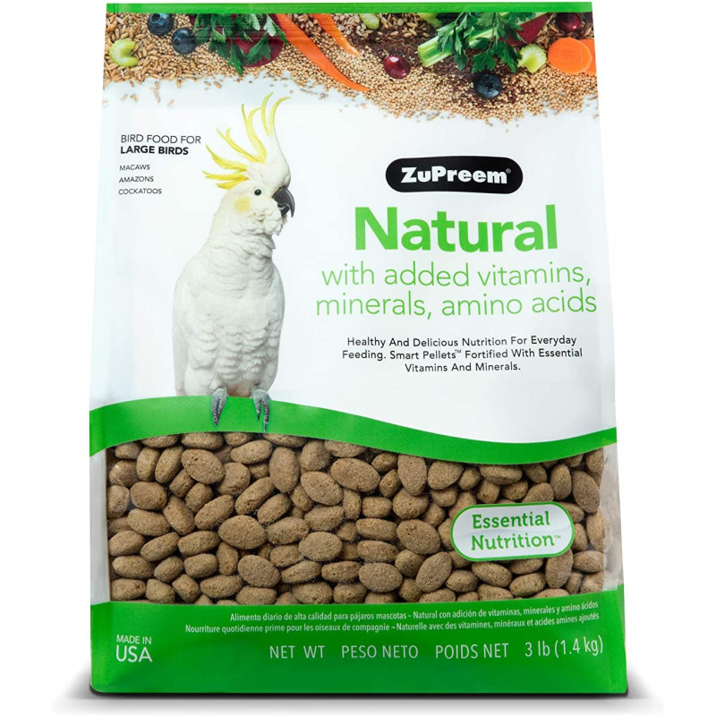 Zupreem Natural With Added Vitamins Minerals Amino Acids Medium Large Bird Food 3 Lb.
