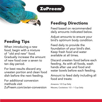 Zupreem Natural With Added Vitamins Minerals Amino Acids Medium Large Bird Food 3 Lb.