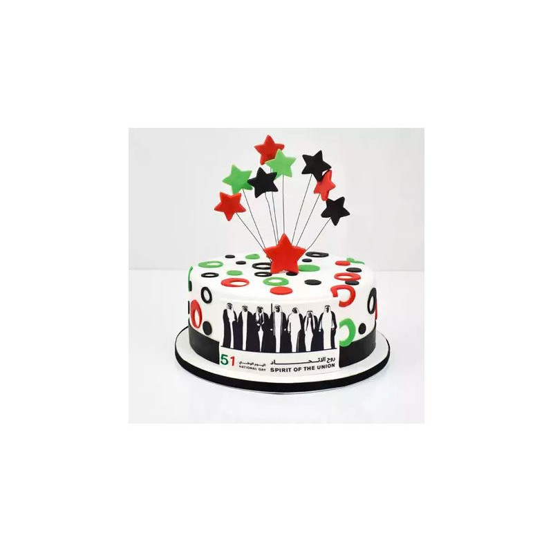 National Day Stars Fondant Cake