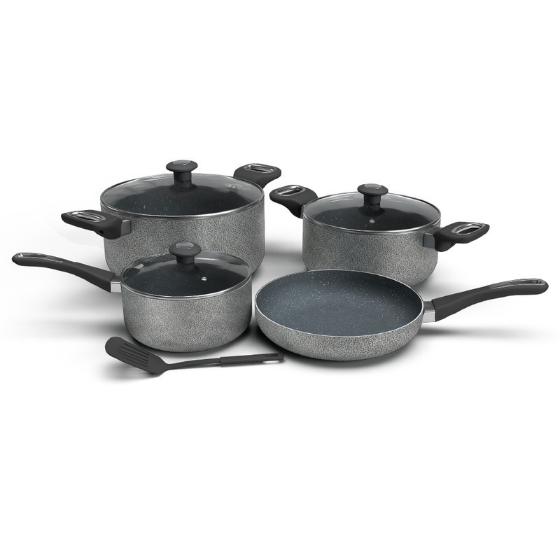 DELICI 8Pcs Nonstick Granite Cookware Set with 5 layer Super Coating - ACS8HE