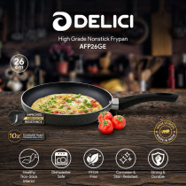 DELICI Premium Quality Superior Aluminium Body Fry Pan with Heat Proof Bakelite Handle - AFP26GE