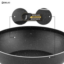 DELICI Kadai Pan Superior Aluminium Body with Dark spatter Coating - AKP20GE