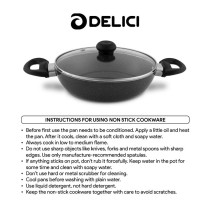 DELICI Kadai Pan Superior Aluminium Body with Dark spatter Coating - AKP20GE