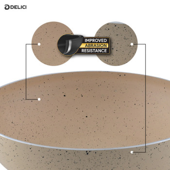 DELICI Kadai Pan Superior Aluminium Body with Dark spatter Coating - AKP24IE