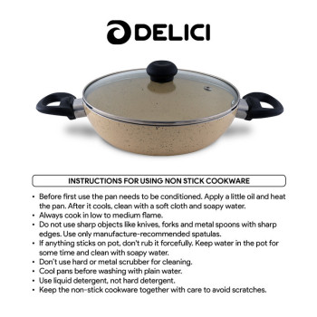 DELICI Kadai Pan Superior Aluminium Body with Dark spatter Coating - AKP24IE