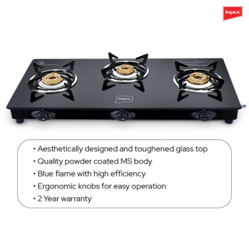 Impex  Specta Ignite 3B Glass top Gas Stove
