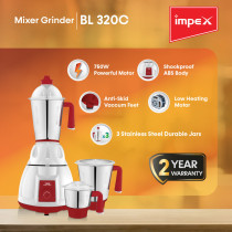 Impex BL 320C 750 Watts 3 IN 1 Mixer Grinder, Multicolor