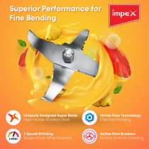 Impex BL 320C 750 Watts 3 IN 1 Mixer Grinder, Multicolor