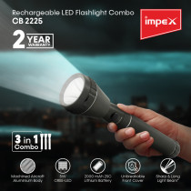 Impex CB 2225 2000 mAh Rechargeable LED Flashlight 3 Pcs Combo 