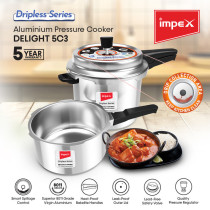 Impex DELIGHT 5 C3 Aluminium Pressure Cooker 5 Ltr+3 Ltr with Dripless series