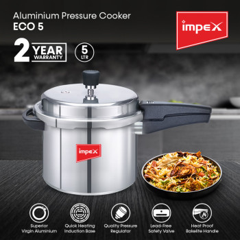 Impex ECO 5 Litre aluminum pressure cooker with Gasket Release System