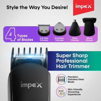 Impex GK 402 600mAh-8-In-1 Professional Trimmer Black/Silver
