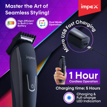 Impex GK 402 600mAh-8-In-1 Professional Trimmer Black/Silver