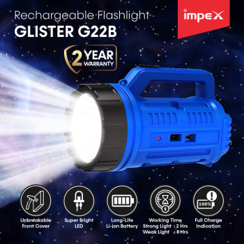Impex GLISTER G22B 3000 mAh Rechargeable LED Flashlight