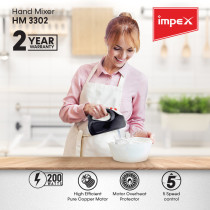 Impex HM 3302 150W Hand Mixer with 5 Speed control