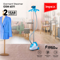 Impex GSM 6011 1.7 Liter Garment Steamer With Temperature Control System 360 Degree Folding Swivel Hanger, Blue