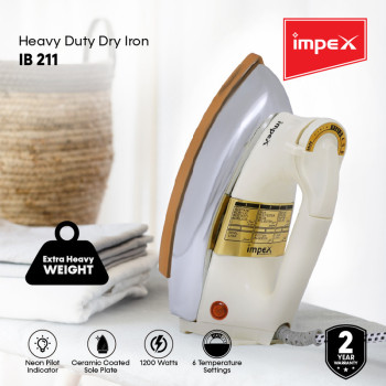 Impex IB 211 Heavy Duty Dry Iron Box faeturing Six temperature settings