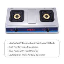 Impex IGS 121 2 Burner LP stainless steel body Gas Stove 
