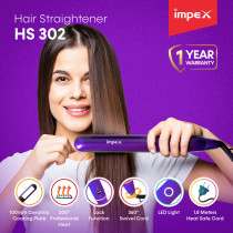 Impex HS 302 Hair Straightener featuring PTC Fast Heating