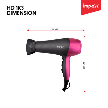 Impex HD 1K3 2200W Hair Dryer with Speed Selector & Hang-up Hook