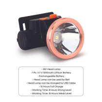 Impex HL 2201 3W 1200 mAh Rechargeable LED Head Lamp Flashlight with exchangeable battery 15 hours capacity (Multicolor)