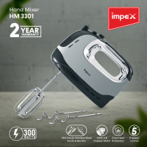 Impex PowerWhisk 300W 5 Speed Hand Mixer with 100% Full Copper Motors (HM 3301)