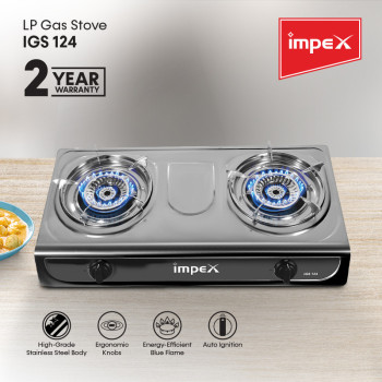 Impex IGS 124 2 Burner Stainless Steel Gas Stove With Auto Ignition