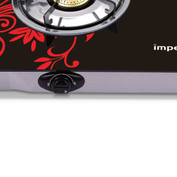 Impex IGS 1212F 2 Stainless Steel Burner Lp Gas Stove 6mm Thick Toughened Glass Auto Ignition Switch